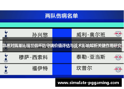 凯恩对阵莱比锡世俱杯防守端价值评估与战术影响解析关键作用研究 凯恩对阵莱比锡世俱杯防守端价值评估与战术影响解析关键作用研究