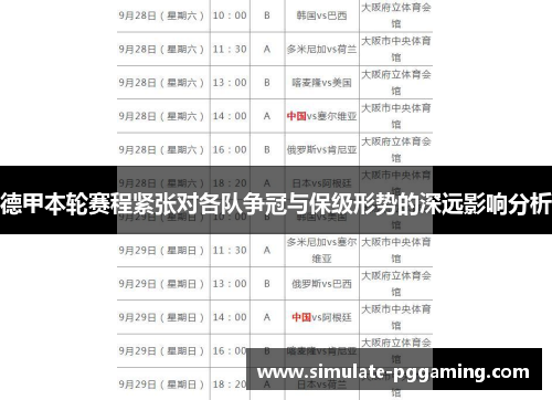 德甲本轮赛程紧张对各队争冠与保级形势的深远影响分析